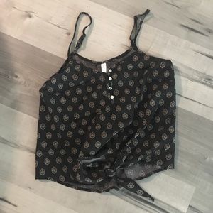 Black front tie top